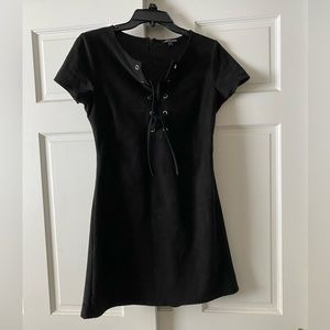 Express suede feel lace up dress
